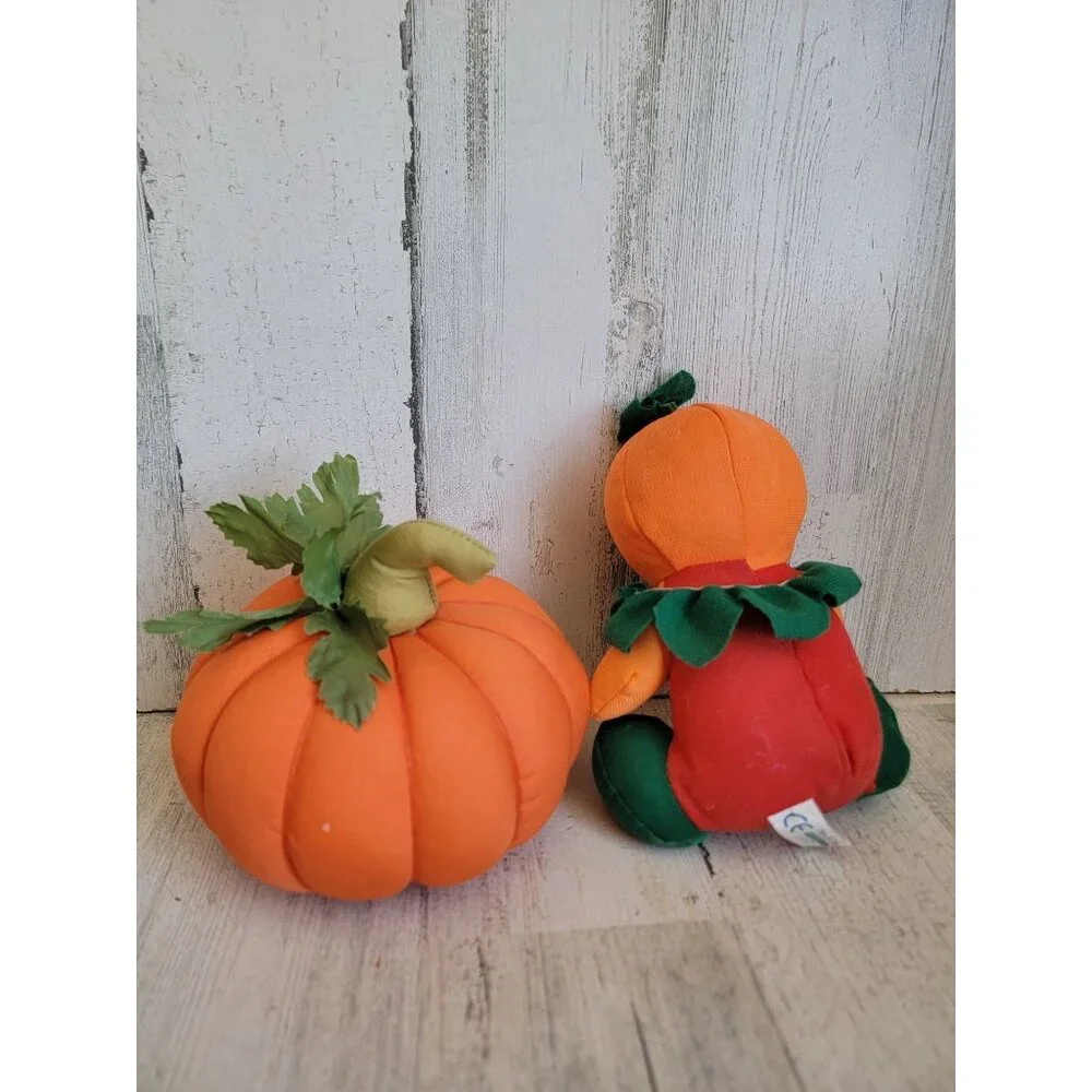 Vintage plush Halloween‎ jack o'lantern man set Unique home decor